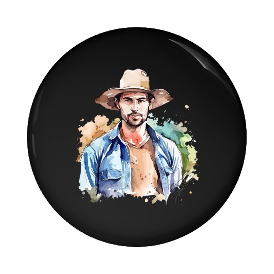 Harvest Hues - Watercolor Style Farmer Artwork Pin Buttons