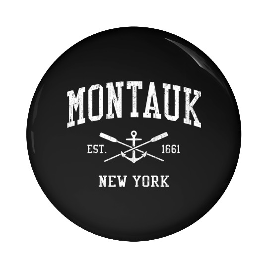 Montauk Ny Crossed Oars Boat Anchor Sports Pin Buttons