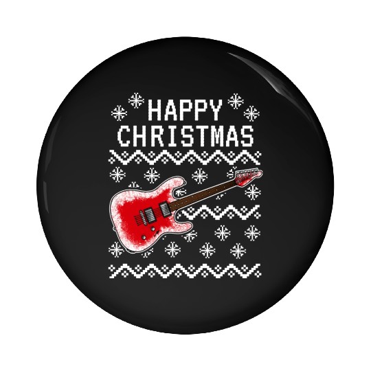 Electric Guitar Ugly Christmas Guitarist Musician Pin Buttons