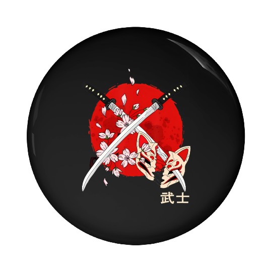Ancient Japanese Cherry Blossom Samurai Katana Swo Pin Buttons