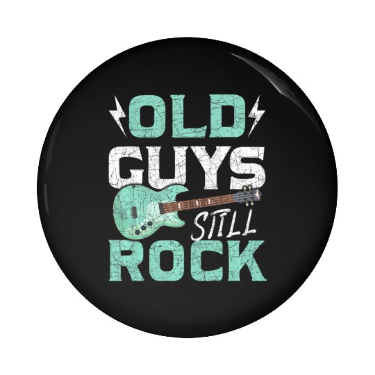 Retired Man Guitar Player Bass Guitar Pin Buttons