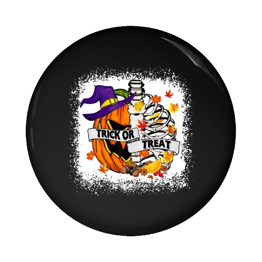 Retro Fall Leaves Trick Or Treat Halloween Pumpkin Pin Buttons