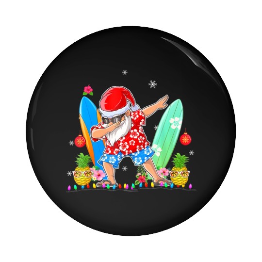 Dabbing Santa Christmas In July Hawaiian Xmas Pin Buttons