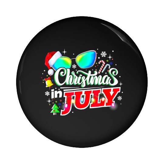 Christmas In July Santa Hat Sunglasses Summer Pin Buttons