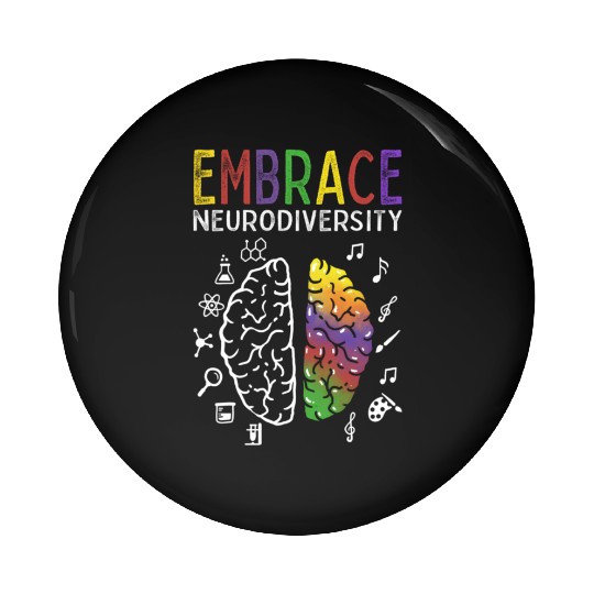 Neurodiversity Embrace Adhd Autism Asd Brain Pin Buttons