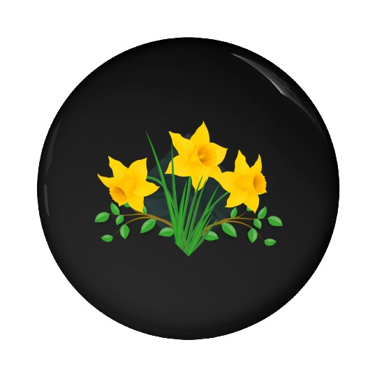 Daffodil Daffodils Yellow Green Flowers Floral Pin Buttons