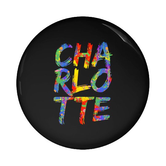Charlotte Artwork Colorful Rainbow Carolina Pin Buttons