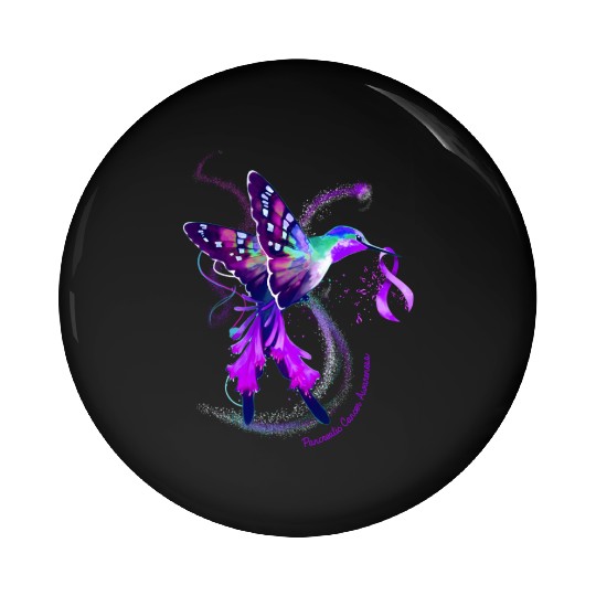 Hummingbird Purple Ribbon Pancreatic Cancer Pin Buttons