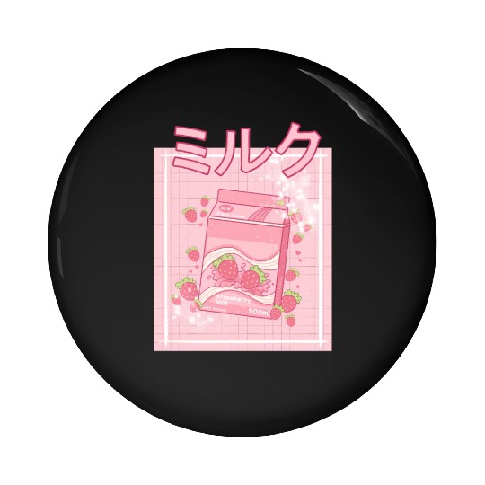 90S Japanese aii Strawberry Milk Shake Carton Pin Buttons