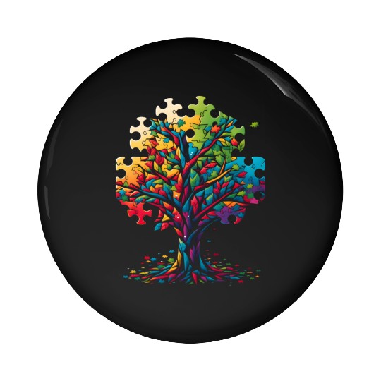 Neurodiversity Autism Awareness Colorful Tree Puzz Pin Buttons