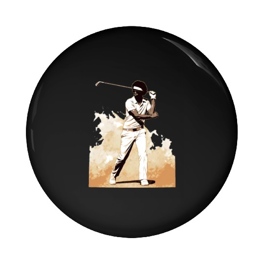 Golfer Afro Man Golf Player African American Pin Buttons
