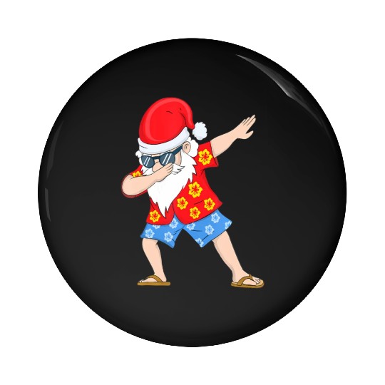Christmas in July Santa Hawaiian Dabbing Santa Pin Buttons