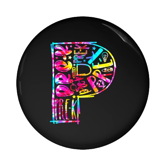 Tie Dye Typography Pre-K Student & Teacher Back Pin Buttons
