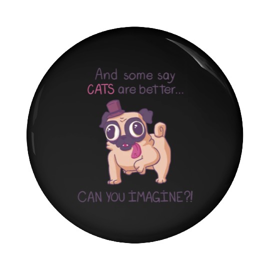 Pug With Hat Pin Buttons