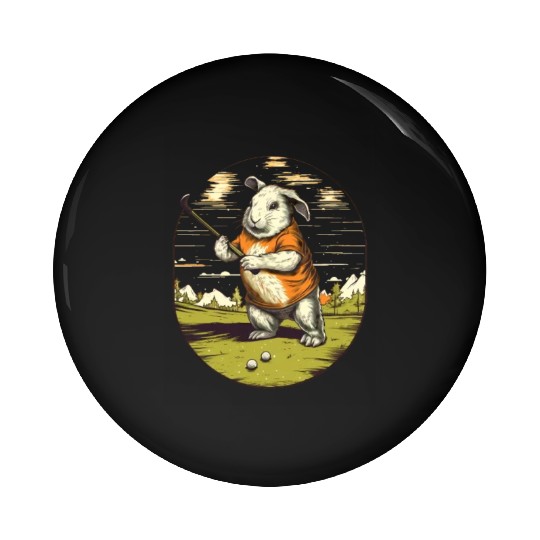 Golfer Guinea Pig Golf Club Golfing Golf Player Pin Buttons