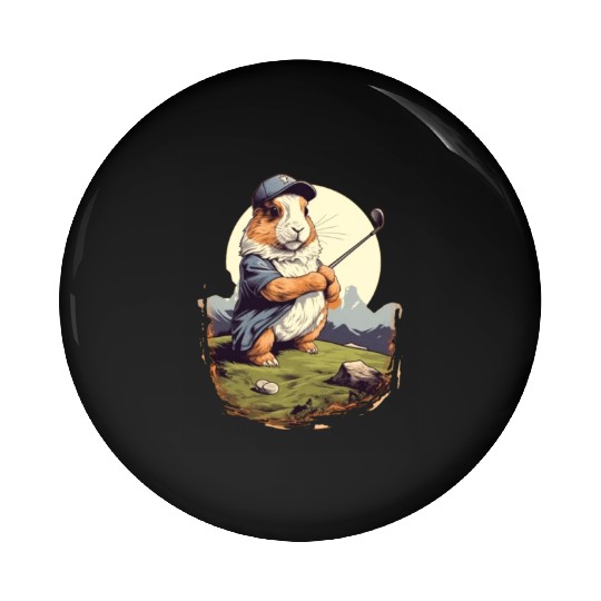 Golfer Guinea Pig Golf Club Golfing Golf Player Pin Buttons