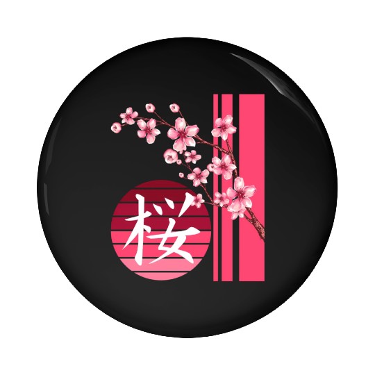 Sakura Flowers Spring Cherry Blossoms Japanese Kan Pin Buttons