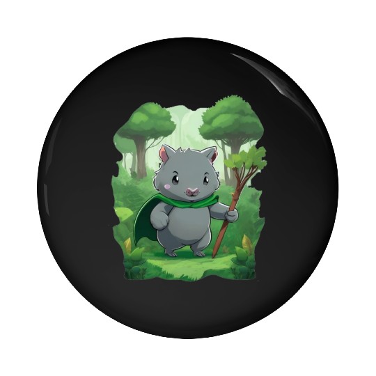Wombat Hero - Green Cape Wombat Pin Buttons