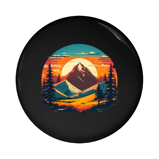 retro camping design Pin Buttons