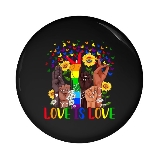 Love Es Love Rainbow Hands And Butterfly Motifs Pr Pin Buttons