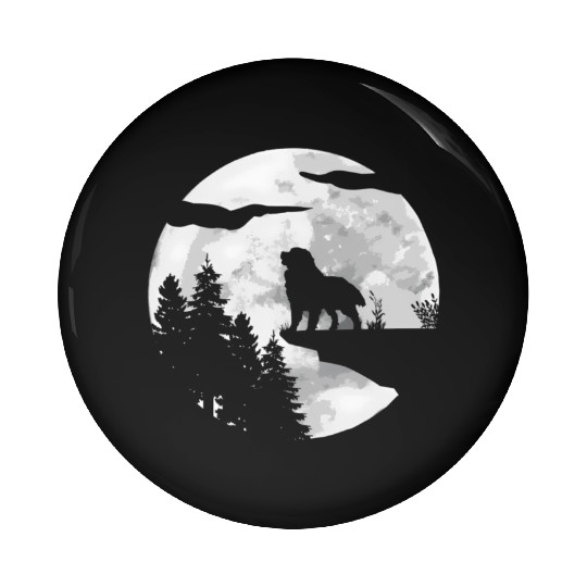 Dog Owner Full Moon At Night Pet Bernese Mountain Pin Buttons