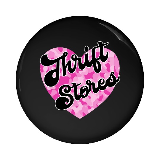 Thrift Stores pink camo heart Pin Buttons