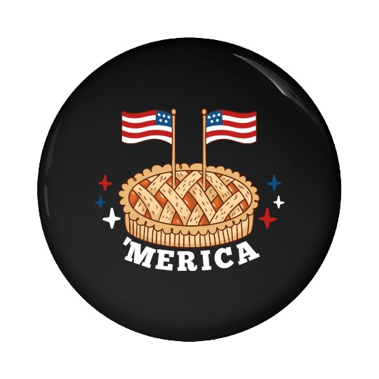 American Flag USA Apple Pie Merica 4th of July Pin Buttons