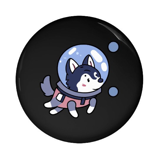 Husky In Space Puppy Dog Lover Retro Pin Buttons