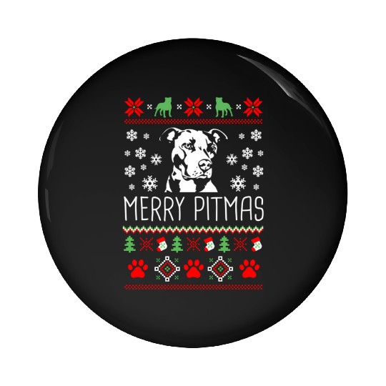 Pitbull Merry Pitmas Ugly Pin Buttons