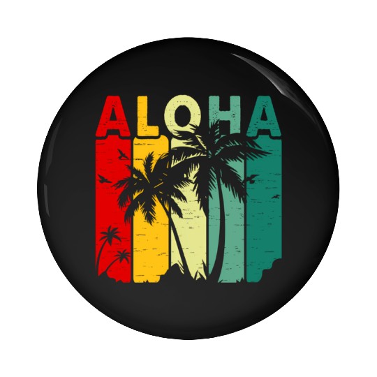 Retro Aloha Hawaii Tropical Summer Palm Tree Hawai Pin Buttons