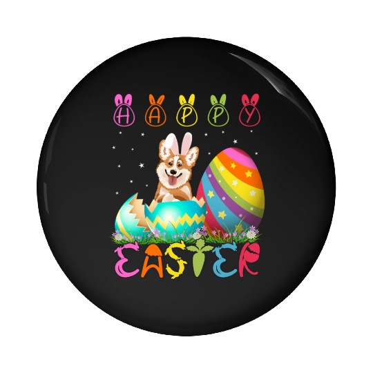 Easter Day Corgi Dog Family Easter Pin Buttons