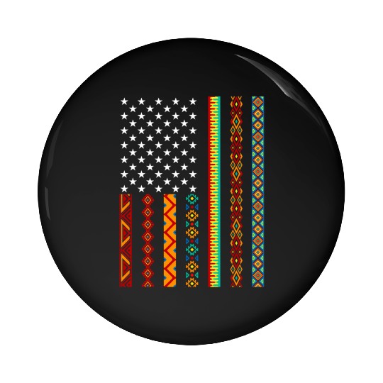 African Kente Cloths American Flag Pin Buttons