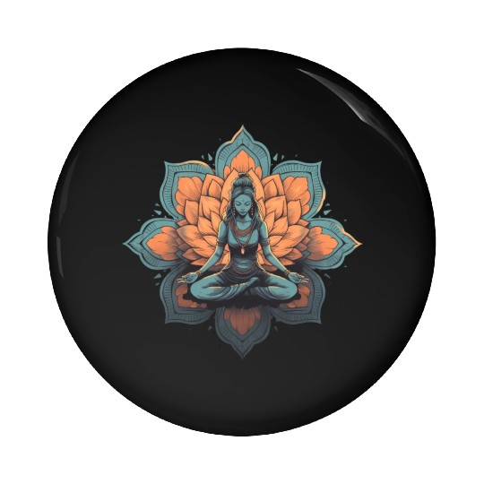 Women's Yoga Meditation Lotus Design Pin Buttons