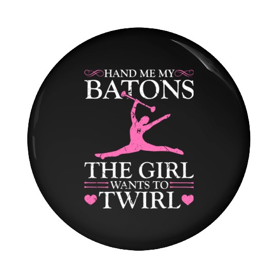 Majorette Dance Baton Girl Twirl Pin Buttons