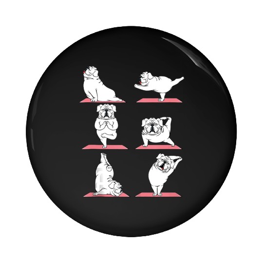 Paws Yoga Bulldog Puppy Doggie Lover Pose Pin Buttons
