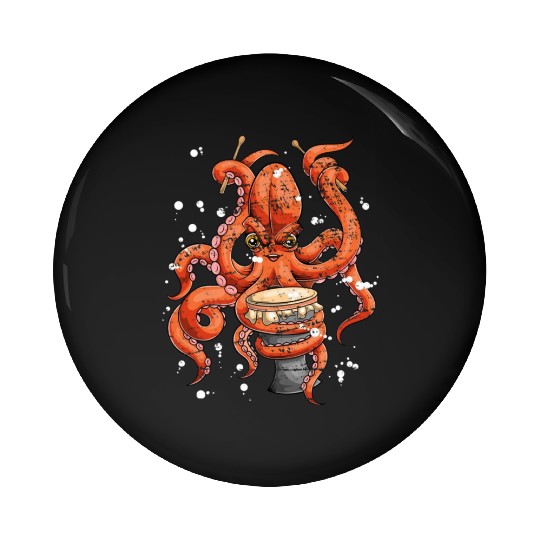 Music Lover Bongo Drums Musician Octopus Pin Buttons