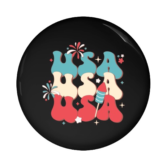 USA And Fireworks, Independence Day Pin Buttons