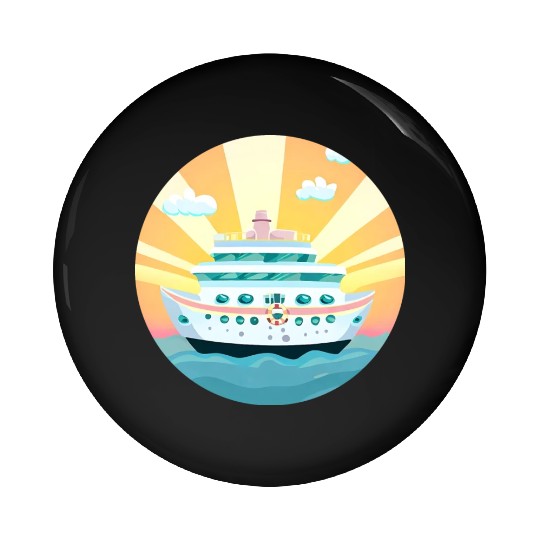 Cruise Ship at Sunset - Dream Voyage Design Pin Buttons