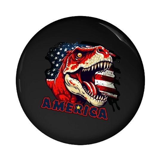 Dinosaur Independence Day Pin Buttons