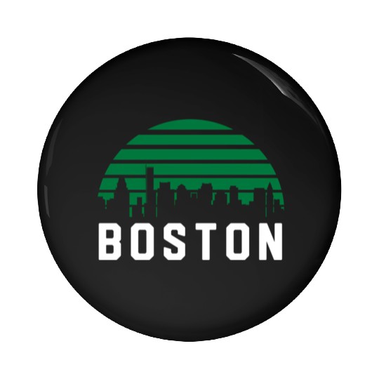 Boston Massachusetts Cityscape Green Pin Buttons