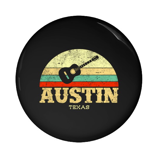 Austin Texas Guitar Lone Star State Pin Buttons