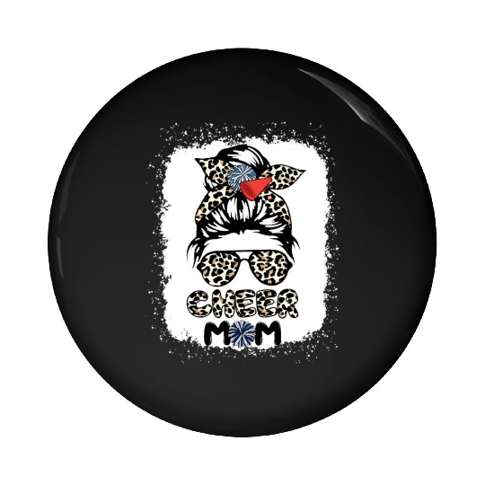 Cheer Mom Leopard Messy Bun Cheerleader Bleached M Pin Buttons