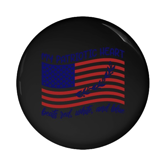 My patriotic heart beats red white and blue Pin Buttons