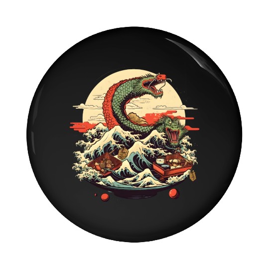 Sushi Dragon Japanesse Kawaii Pin Buttons