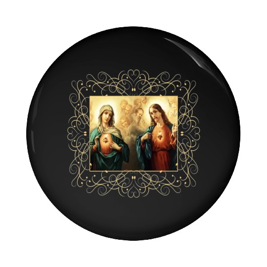 Sacred Heart and Immaculate Heart Picture Jesus an Pin Buttons