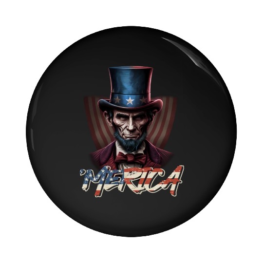 Merica Lincoln Independence Day Party 4th July Pin Buttons