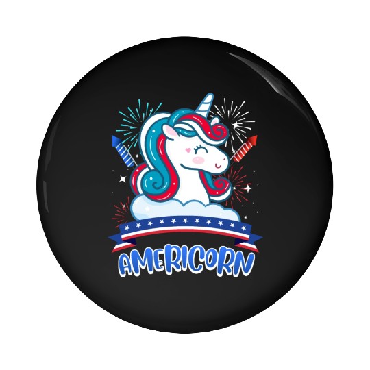 Americorn Unicorn America Party Independence Day Pin Buttons