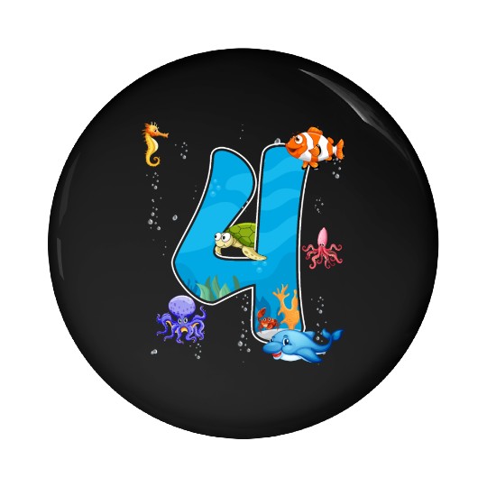 4th birthday Aquarium Fish lover 4 Year Old Sea Pin Buttons