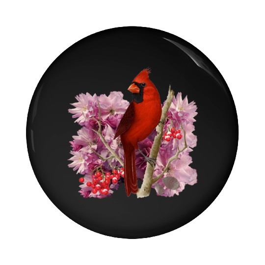 Funny Red Cardinal Bird Ornament Christmas Gifts Pin Buttons