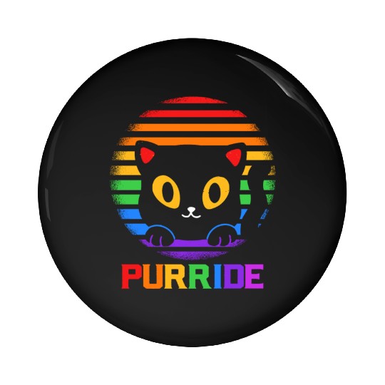 Purride Ally Cat Rainbow LGBT Pride Month Feline Pin Buttons